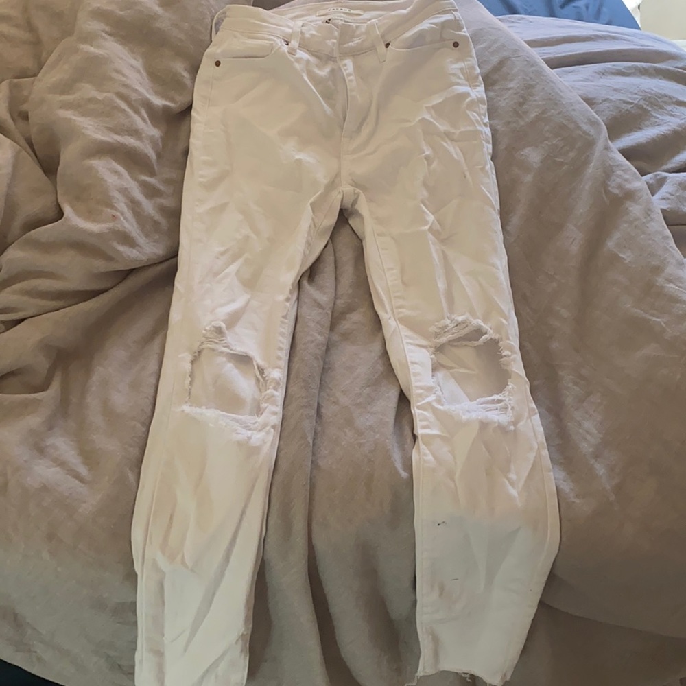 Pacsun white jeans with holes in the knees